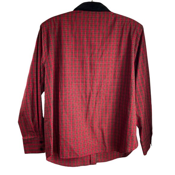 VTG Karen Scott XL Red Plaid Button-Up Shirt Christmas Embroidered Scottie Dogs - Picture 3 of 14